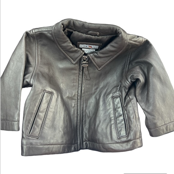 🤎Like new One Kid Unisex Genuine Lamb Leather infant jacket Brown 12 months - Picture 9 of 15